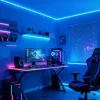 Smart RGBIC modular hexagon and triangle mixed-shape LED panel kit for customizable wall layouts, immersive ambient lighting, gaming rooms, bedrooms, and creative room decoration by Gaming Hexagon Lights.