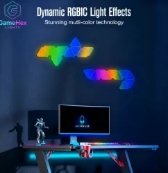 Smart RGB Triangle LED Wall Lights for Gaming Room Setup – Modular LED Panels for Bedroom and Living Room Decoration