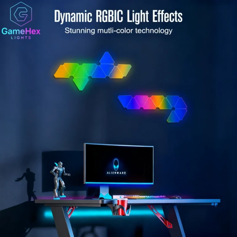 Smart RGB Triangle LED Wall Lights for Gaming Room Setup – Modular LED Panels for Bedroom and Living Room Decoration
