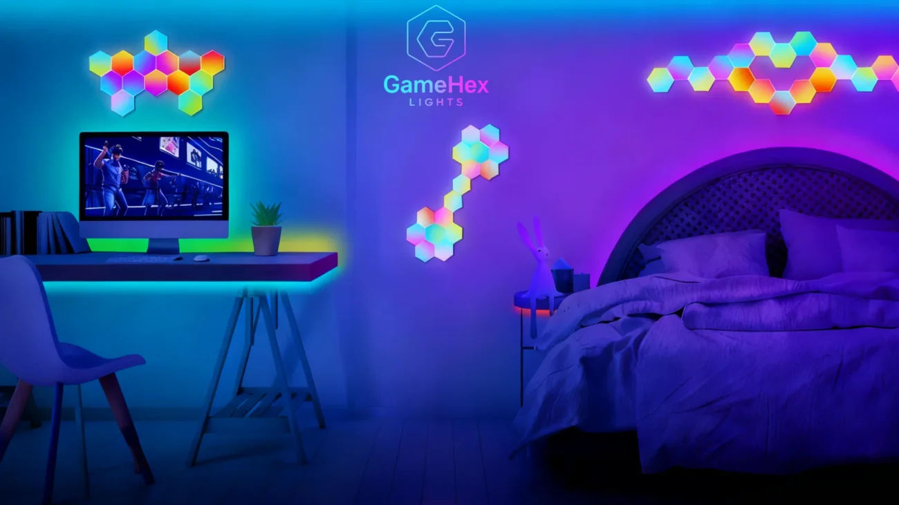 Modular Hexagon LED Wall Decor – RGB Artistic Lighting for Home Ambience by GameHex Lights