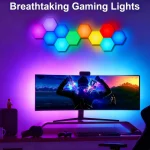 Luma 8-Panel Hexagon LED Wall Lights – Smart RGB Modular Panels for Gaming Room, Bedroom, Home Office, Streaming, and Mood Lighting