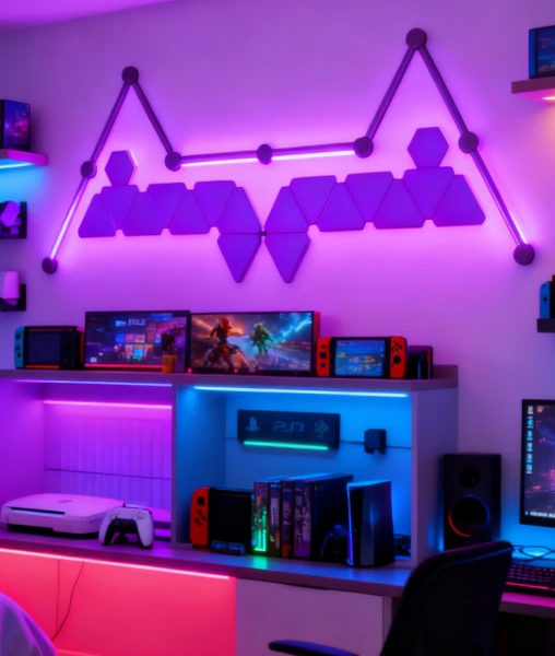 Modular RGB Gaming LED Panels by Gaming Hexagon Lights for immersive PC & console setups