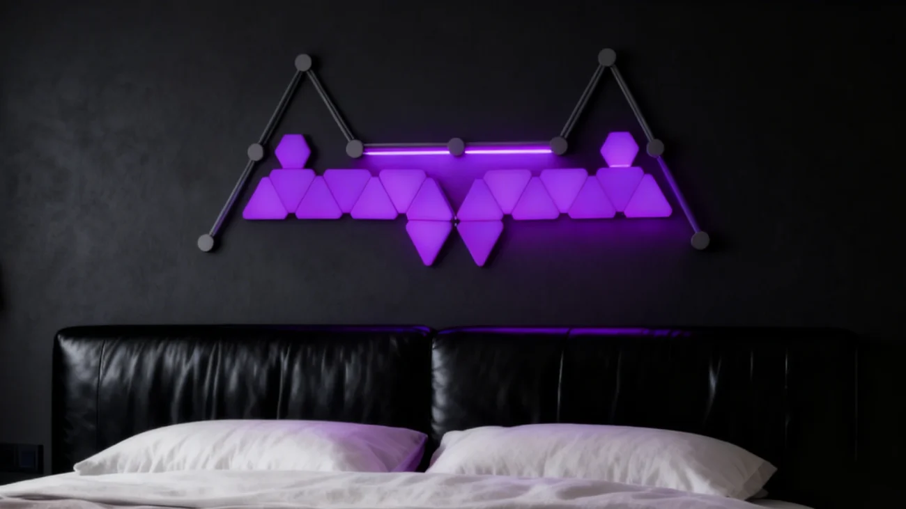 Modular RGBIC Triangle and Hexagon Wall Lights with LED Light Bars by Gaming Hexagon Lights – Smart Ambient Lighting for Gaming Rooms, Bedrooms, Streaming Studios, and Home Décor
