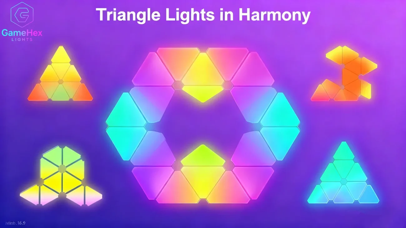 Gaming Hexagon Lights Modular Triangle RGB LED Wall Panels – Smart Color-Changing LED Lights for Gaming Rooms, Bedrooms, Home Offices, and Streaming Setups in USA & Canada