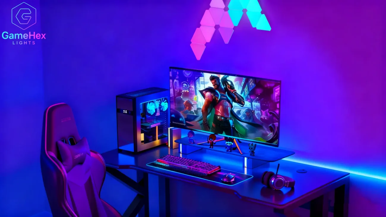 Gaming Hexagon Lights RGB LED Triangle Light Panels – Customizable Smart LED Wall Decor for Gaming Rooms, Bedrooms, Living Rooms, and Home Offices in USA & Canada