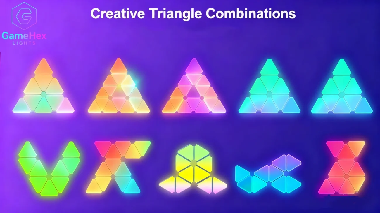 Gaming Hexagon Lights RGB Triangle Smart Wall Lights – Modular LED Panels for Gamer Rooms, Bedrooms, Home Offices, and Streaming Setups in USA & Canada