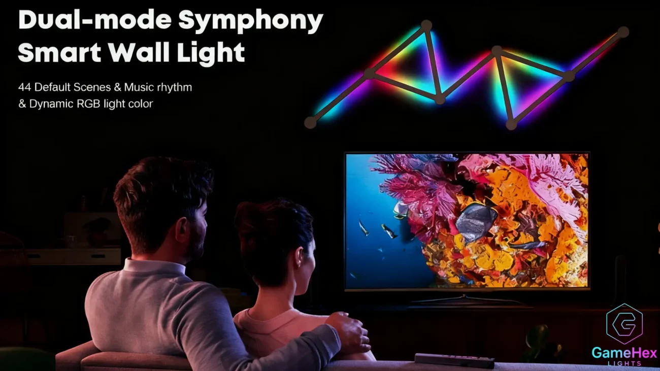 RGBIC Modular Gaming LED Wall Bars – App Controlled Smart Ambient Lighting for Esports Rooms, Streaming Setups, Gaming Desks, and Home Studios – Gaming Hexagon Lights