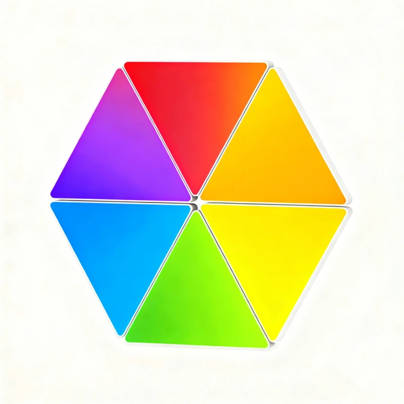 Gaming Hexagon Lights RGBIC Modular Triangle LED Panels – Smart Wall Lights for Bedrooms, Living Rooms, Gaming Desks, and Creative Home Decor