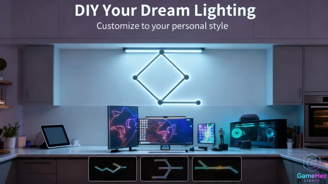 RGBIC Smart DIY Modular LED Light Bars – Gaming Wall Lights for Bedrooms, Gaming Setups, Studios, and Ambient Room Decor – Gaming Hexagon Lights
