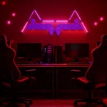 RGBIC Triangle and Hexagon LED Wall Panels with 8 Light Bars by Gaming Hexagon Lights – Smart Modular RGB Ambient Lighting for Gaming Rooms, Bedrooms, Studios, and Modern Home Décor