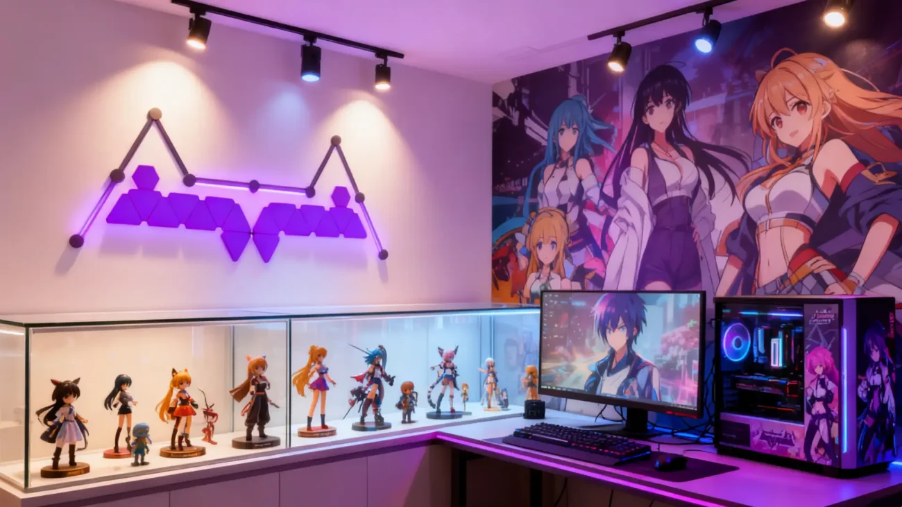 RGBIC Triangle and Hexagon LED Wall Panels with Smart Light Bars by Gaming Hexagon Lights – Modular RGB Ambient Lighting for Gaming Rooms, Bedrooms, Streaming Studios, and Home Décor