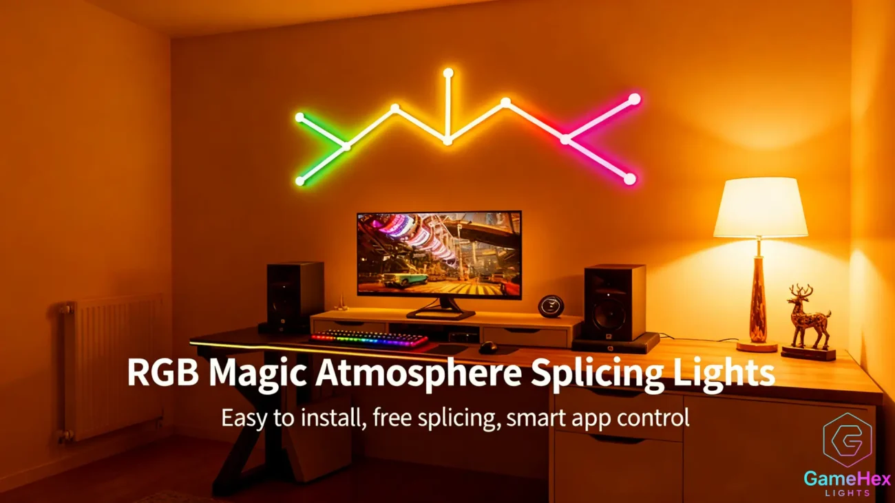 Smart RGBIC Digital Wall Light Bars – Interactive LED Lighting for Kids Rooms, Teen Bedrooms, Dorms, and Gaming Spaces – Gaming Hexagon Lights