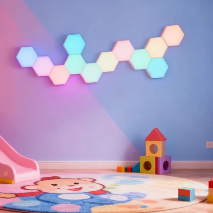 Gaming Hexagon Lights RGBIC honeycomb LED wall panels, modular hex LED system for gaming room, streaming background, bedroom, creative studio decor, immersive ambient lighting