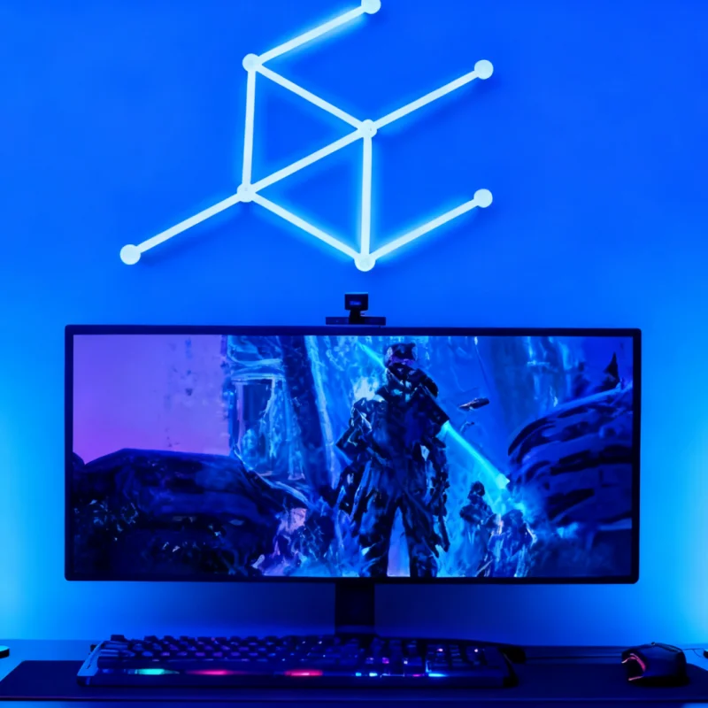 Smart RGBIC light bars by Gaming Hexagon Lights – DIY wall layout LED bars for bedrooms, offices, gaming setups, and creative home décor
