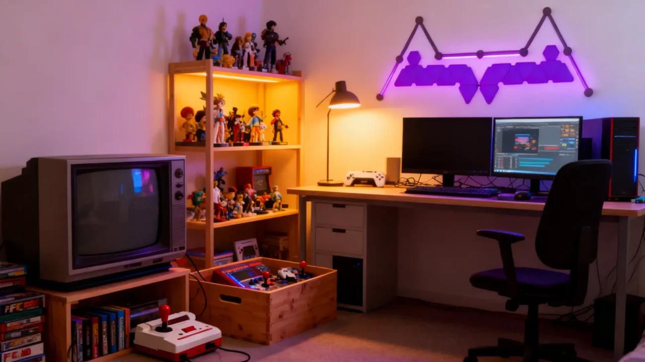 Smart RGBIC Modular Triangle Wall Panels with LED Light Bars by Gaming Hexagon Lights – Customizable RGB Ambient Lighting for Gaming Rooms, Streaming Studios, Bedrooms, and Modern Home Interiors