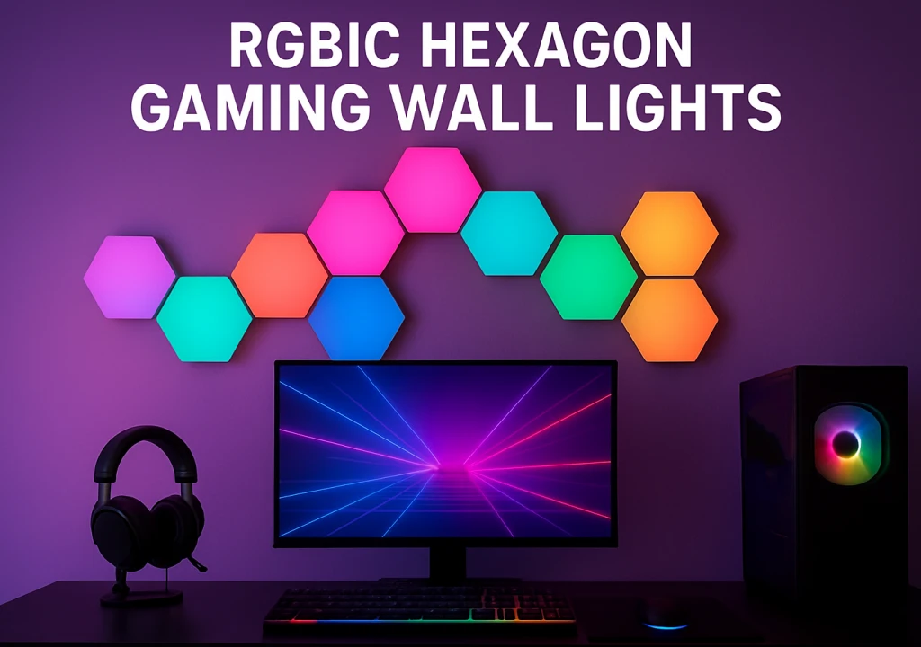 Gaming Hexagon Lights RGBIC Hexagon LED Panels – Smart Modular Wall Lights for Gaming Rooms, Streaming Setups, Bedrooms, and Home Decor in the US, Canada, UK, Germany, France, Japan, and Australia