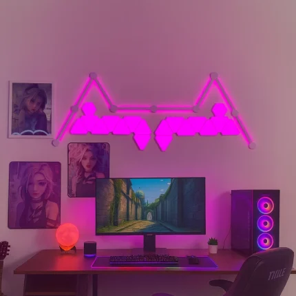 GalaxyLine RGBIC LED wall light kit with 26 pieces including bars and modular triangle panels for gaming and ambient room décor by Gaming Hexagon Lights