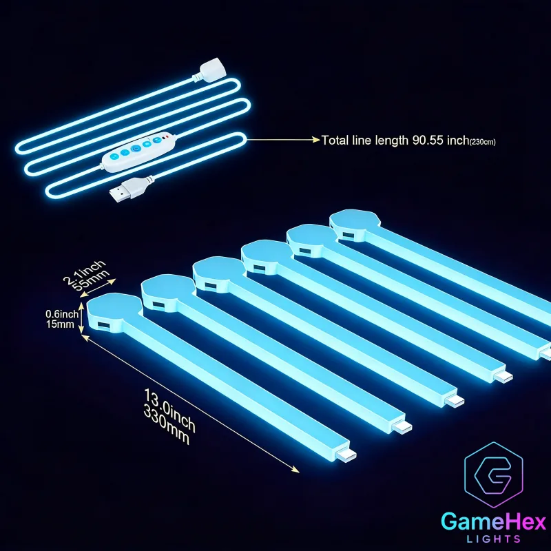 HyperGlow RGB Sync Light Rod Kit – Smart Modular LED Bars with App Control, Music Sync, and Custom Scenes by Gaming Hexagon Lights