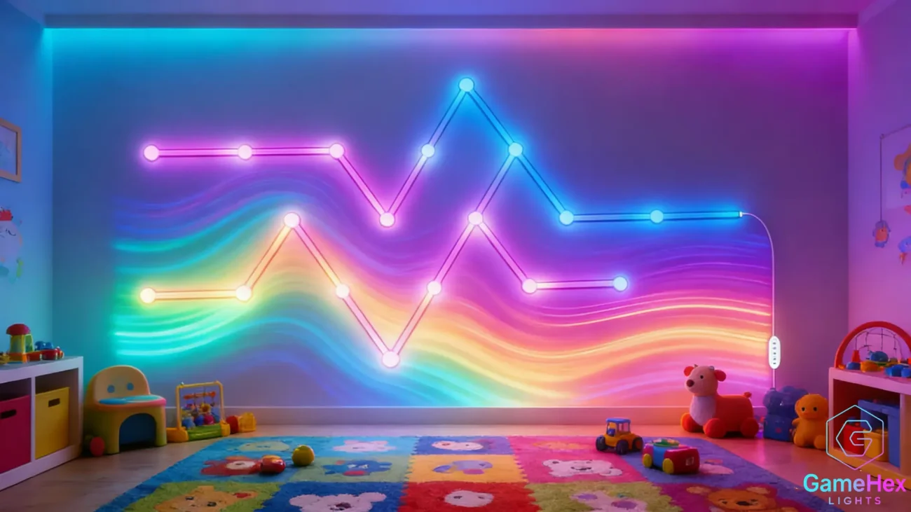 LumaFlow RGB Mood Light Bars – Smart Modular LED Wall Glow with Music Sync, App Control, and Custom Scenes by Gaming Hexagon Lights