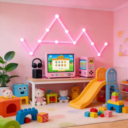 NebulaGlow RGBIC 12-piece modular LED bars for gaming rooms, streaming studios, bedrooms, and home offices, featuring smart app-controlled RGBIC colors, music-sync effects, DIY layout flexibility, and immersive ambient lighting by Gaming Hexagon Lights