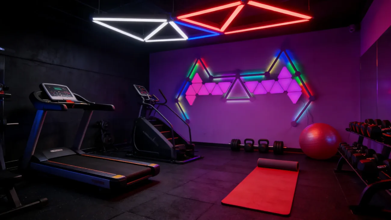 NebulaSync RGBIC Modular Light Panels Kit by Gaming Hexagon Lights – 29-Piece Hexagon and Triangle LED Bars for Gaming Rooms, Streaming Studios, and Home Ambient Lighting, Smart App Controlled RGBIC Colors