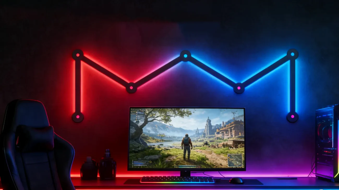 Gaming Hexagon Lights RGBIC Music Sync LED Constellation Panels – 9-Piece Smart Modular Wall Lighting for Gaming, Bedroom, Studio & Home Decor