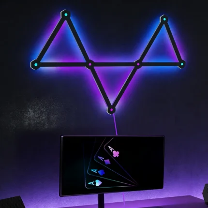 Gaming Hexagon Lights Smart RGB Modular LED Constellation Panels – 9-Piece Music Sync Wall Lights for Gaming Rooms, Bedrooms & Streaming Studios