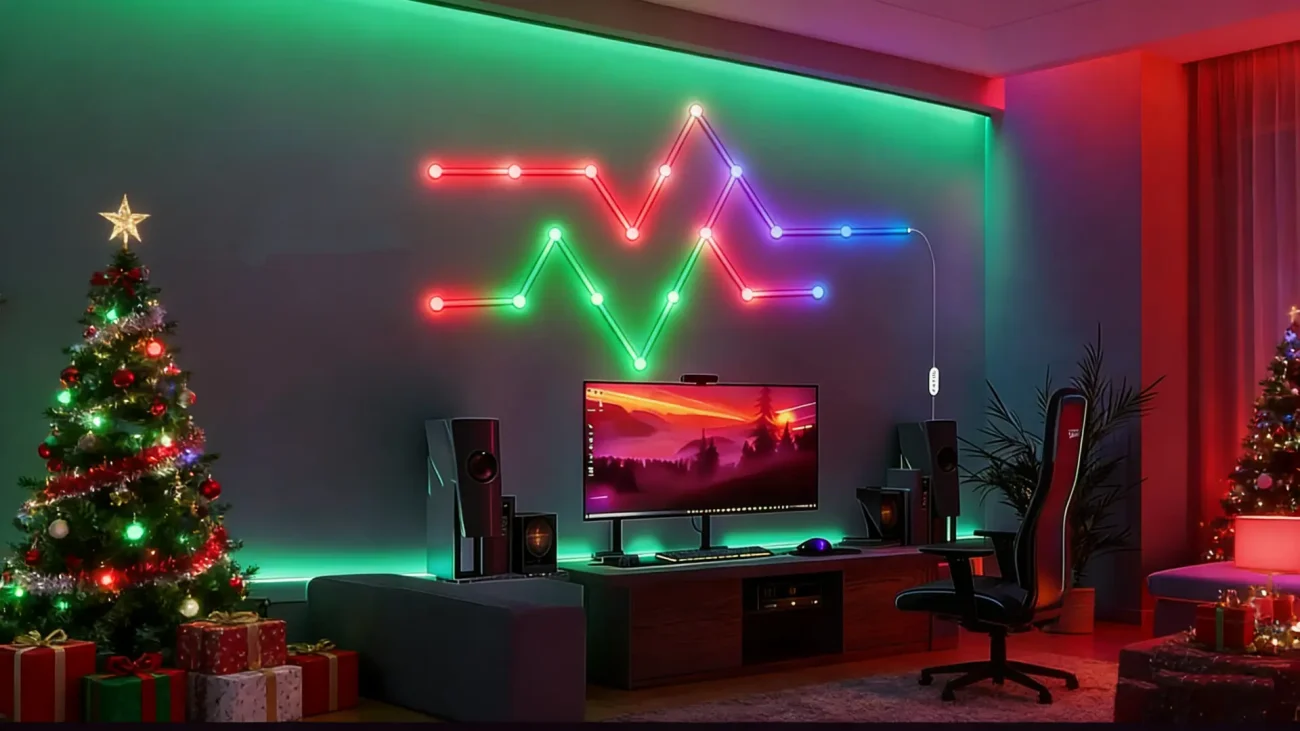 SyncWave RGBIC LED Ambience Sticks – Modular DIY LED Light Bars with App Control & Music Sync by Gaming Hexagon Lights