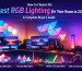 A modern medium-sized room showcasing a complete RGB lighting setup in 2026, featuring Hexagon LED Lights, Triangle LED Wall Lights, and RGBIC LED Light Bars. The room includes a gaming desk, ergonomic chair, and stylish shelving. Dynamic RGB colors create immersive ambient lighting for gaming, streaming, and modern home décor. This setup demonstrates layered lighting techniques, gradient transitions, and modular arrangements for small to large rooms across the US, Canada, New Zealand, Australia, Brazil, Argentina, UK, Germany, France, Italy, and Spain.
