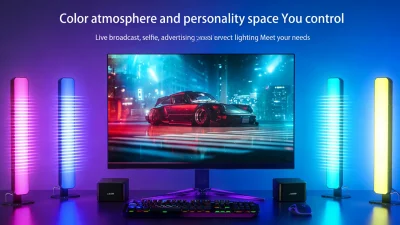 RGBIC gaming room light bars with Bluetooth app control, music reactive RGB lighting and remote control for immersive gaming setup, desk, monitor and corner ambient lighting