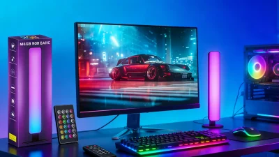 RGBIC LED ambient gaming light bars with Bluetooth app control, music sync smart room lighting for immersive gaming setup, desk, monitor and corner lighting