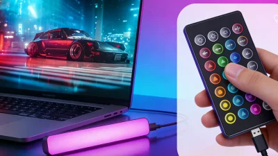 RGBIC LED light bars for gaming setup with Bluetooth app control, music sync and smart ambient lighting for immersive desk, monitor, and room corner illumination