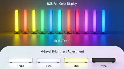 Smart RGBIC gaming light bars with app control, music sync and remote for immersive room lighting, ambient LED lights for desks, PC setups, and gaming rooms